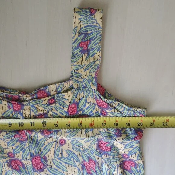 Flax Large yellow sleeveless dress with pink and green - Picture 11 of 12